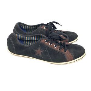 Converse Suede Low Top Sneakers Size 8.5 Womens Black Brown Casual Lace Up